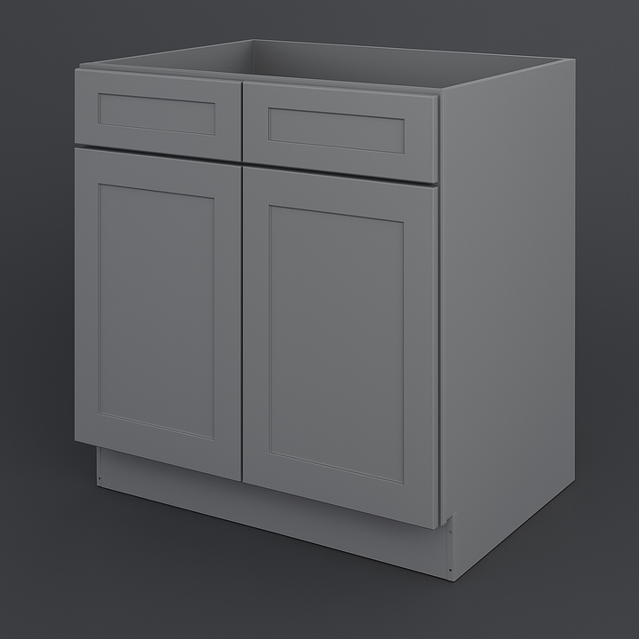 HOMEIBRO Shaker Gray Plywood Base Kitchen Cabinet with 2 Drawers and 2 Doors