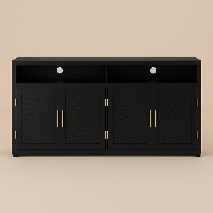 Runesay Black MDF Kitchen Cabinet Sideboard - 60 in. W x 15.7 in. D x 33.36 in. H