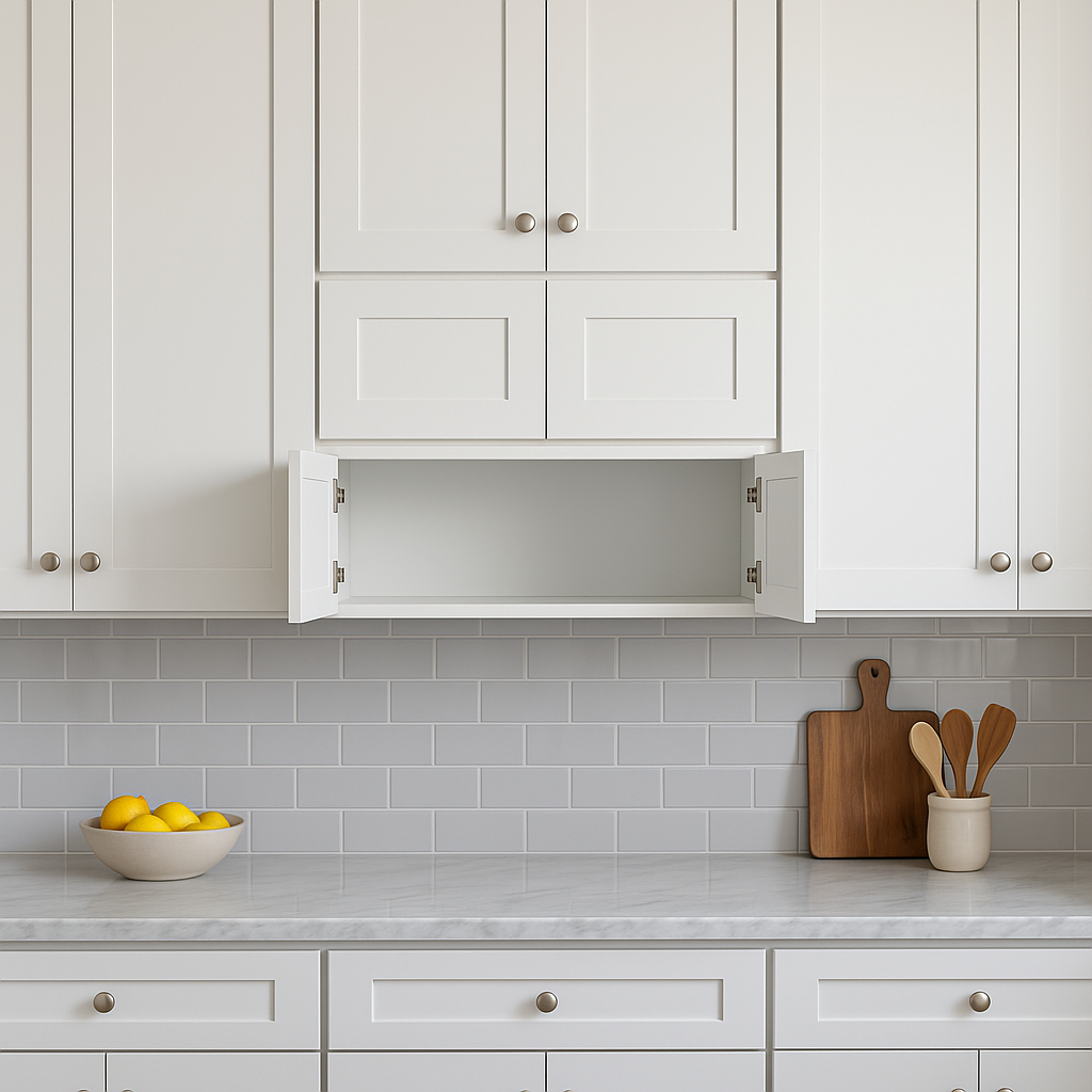Plywell Shaker High Double Door Wall Cabinet, Ready to Assemble, White, 24x18x12 in.