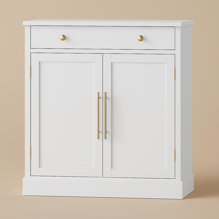Tenleaf MDF Floor Base Kitchen Cabinet with Adjustable Shelves and Drawer, White