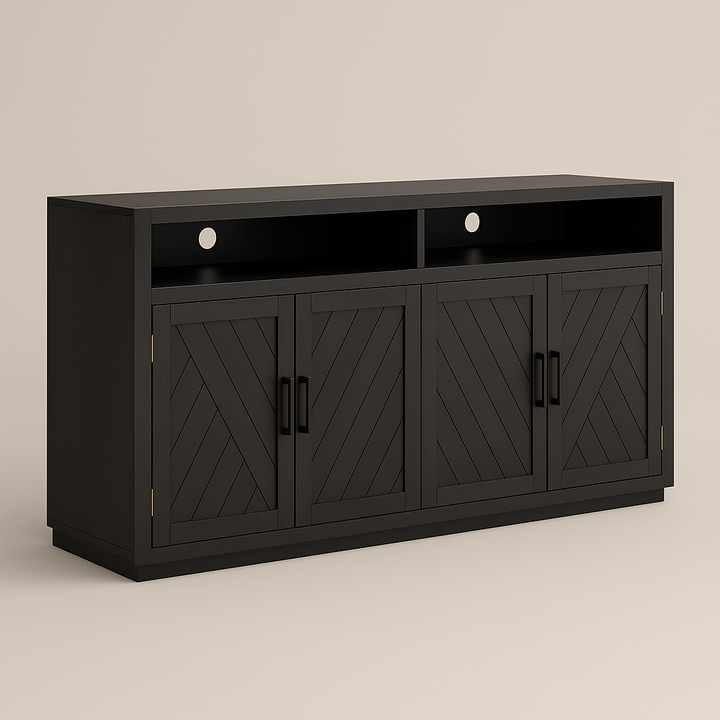 Runesay Gray Brown MDF Kitchen Cabinet Sideboard - 60 in. W x 15.7 in. D x 33.36 in. H