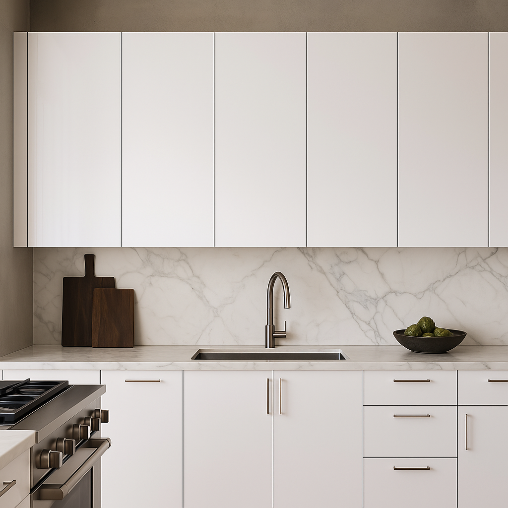 Cambridge Radiance Ready-to-Assemble Slab Wall Kitchen Cabinet in White Gloss