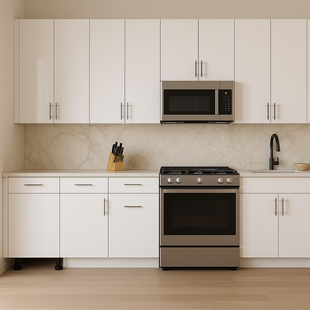 Cambridge Radiance White Gloss Slab Base Kitchen Cabinet - 12" W x 24" D x 34.5" H