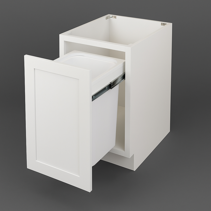 Plywell Shaker Base Cabinet with Waste Basket Holder, Ready to Assemble, White