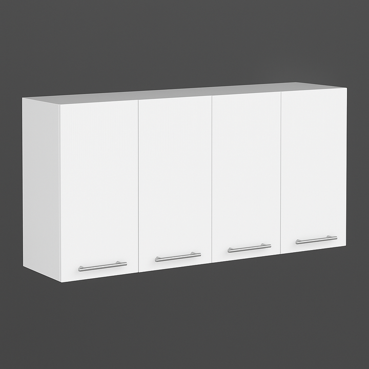 Amucolo White Wall Kitchen Cabinet with Shelves and Four Doors - 47.2 in. W x 13.1 in. D x 23.6 in. H