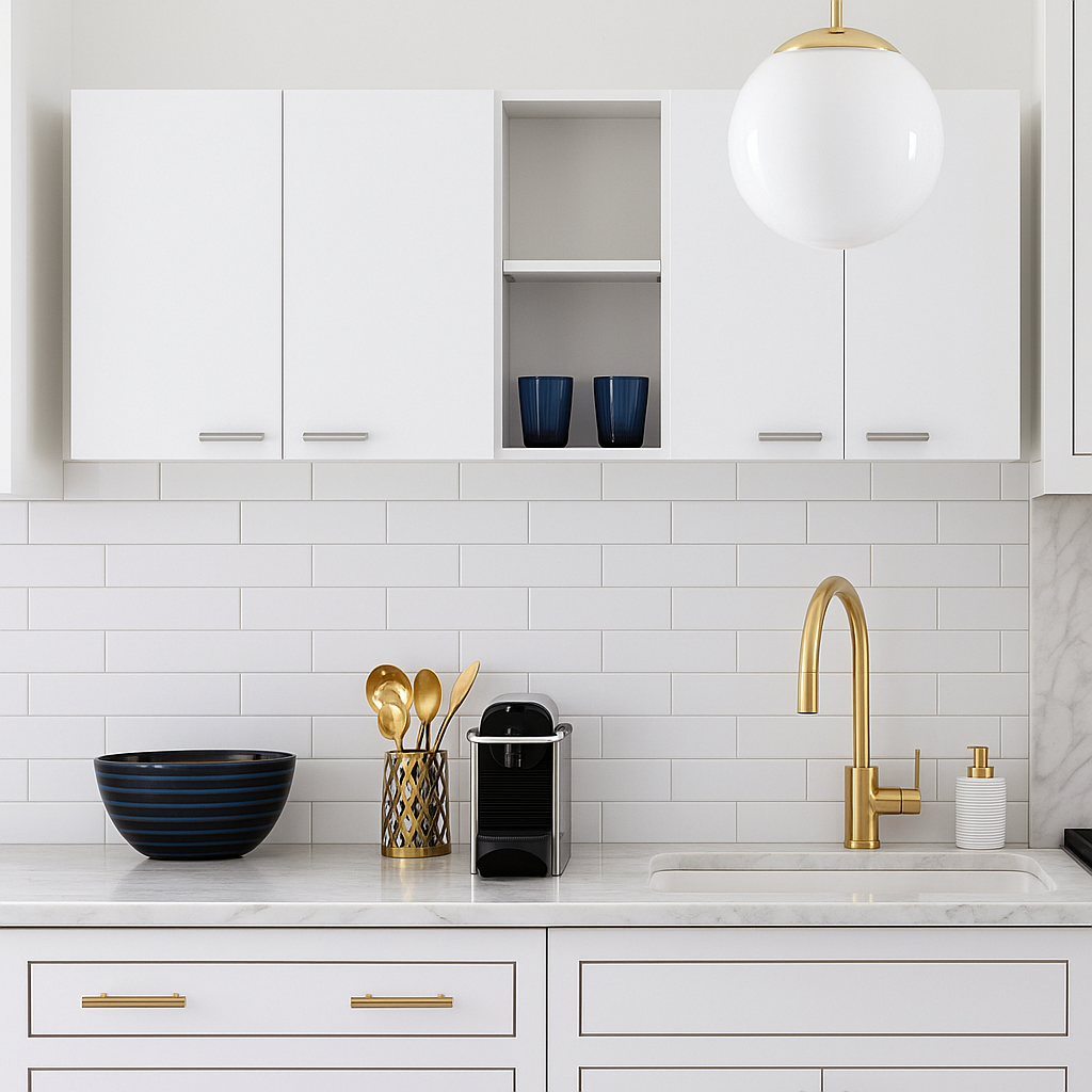 Zeus & Ruta White Plywood Wall Kitchen Cabinet with 2-Shelves and Double Door