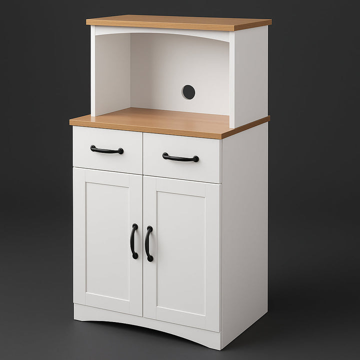 Aoibox White Pantry Microwave Cabinet with Storage Drawer