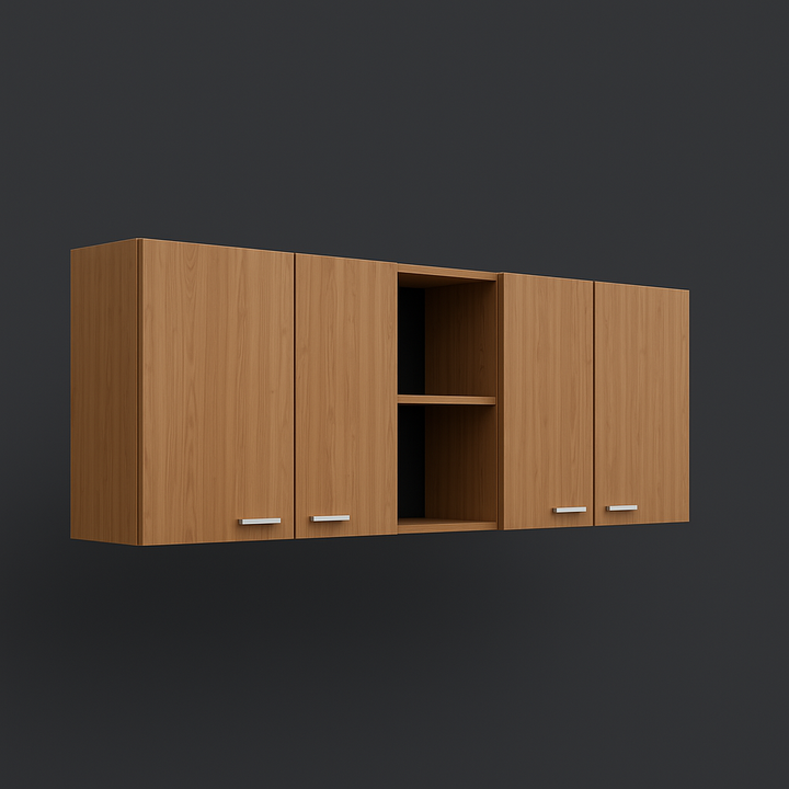 Unbranded Natural Oak 4-Door Wall Kitchen Cabinet, Ready to Assemble