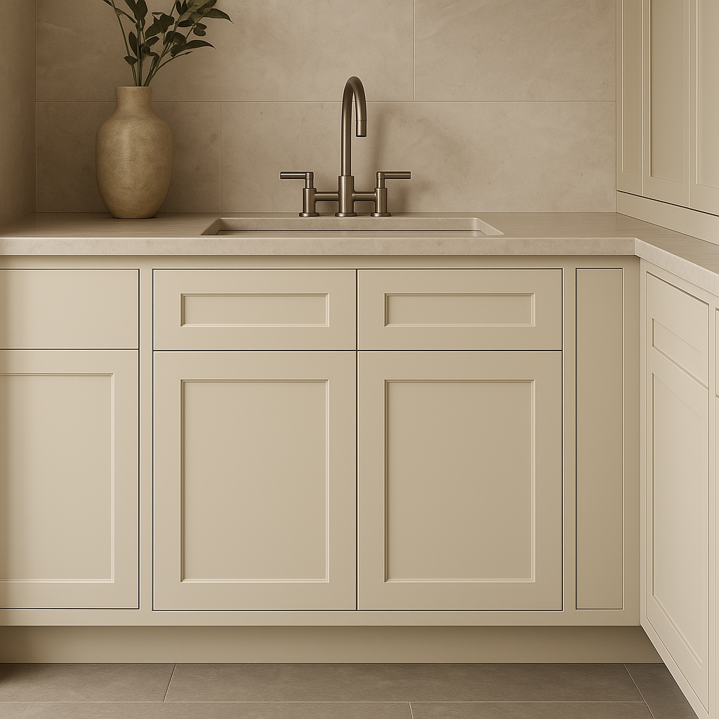 HOMEIBRO Newport Sink Base Cabinet, Antique White, 30 in. W x 24 in. D x 34.5 in. H