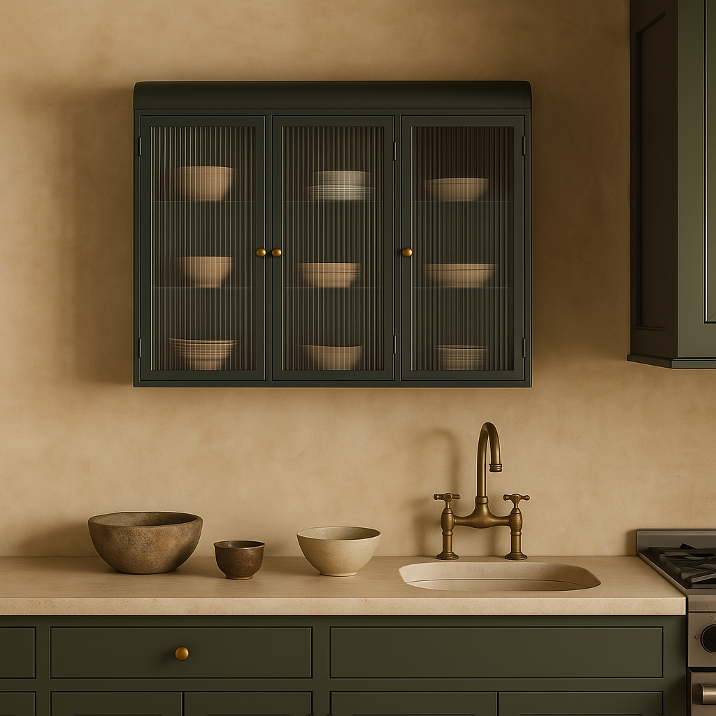 Adrinfly Wall-Mounted Metal Cabinet with Glass Doors, Dark Green