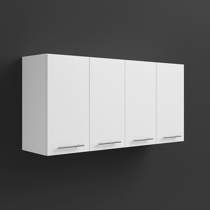 Aoibox Wall-Mounted Double Kitchen Cabinet, White, Ready-to-Assemble
