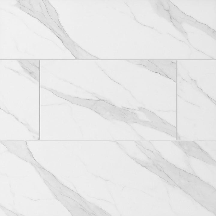 Montalcino Dimarmi Bianco II Porcelain Tile - 12 x 24 Matte Finish