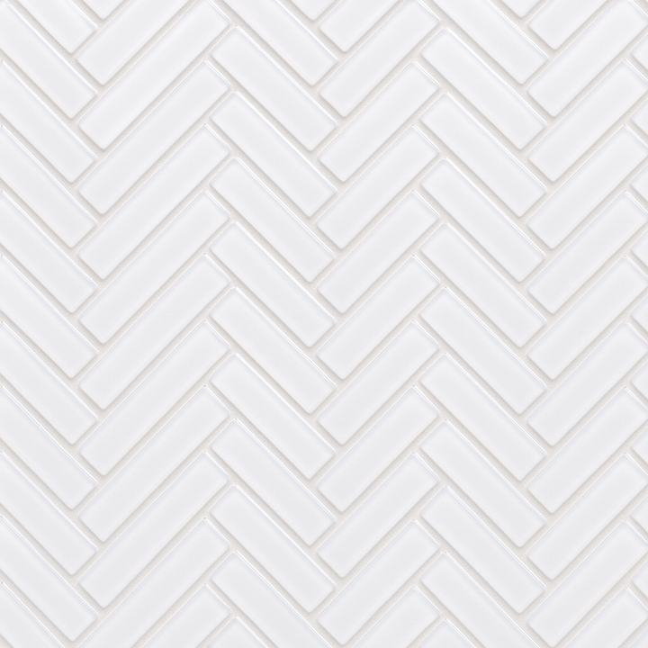Pure Snow Herringbone Glass Mosaic Tile - 11 x 11 Polished White