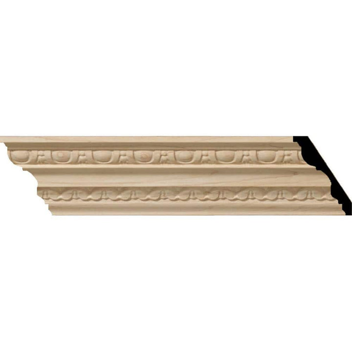 Ekena Millwork 2-1/4 in. x 94-1/2 in. x 3 in. Unfinished Wood Alder Bedford Carved Crown Moulding