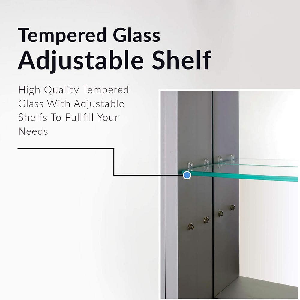 FINE FIXTURES 24 in. W x 24 in. H Recessed or Surface Wall Mount Medicine Cabinet with Mirror in Silver
