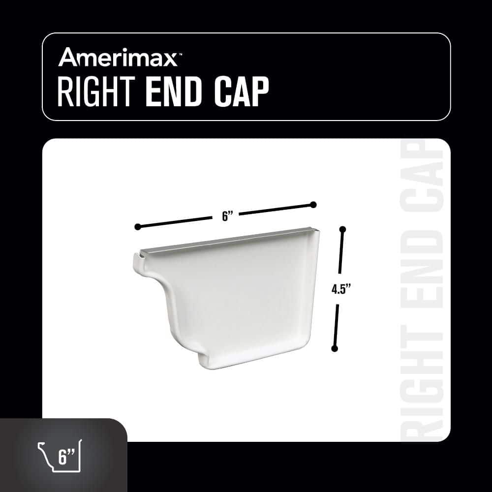 Amerimax Home Products 6 in. White Aluminum K-Style Right End Cap (Right End Cap)
