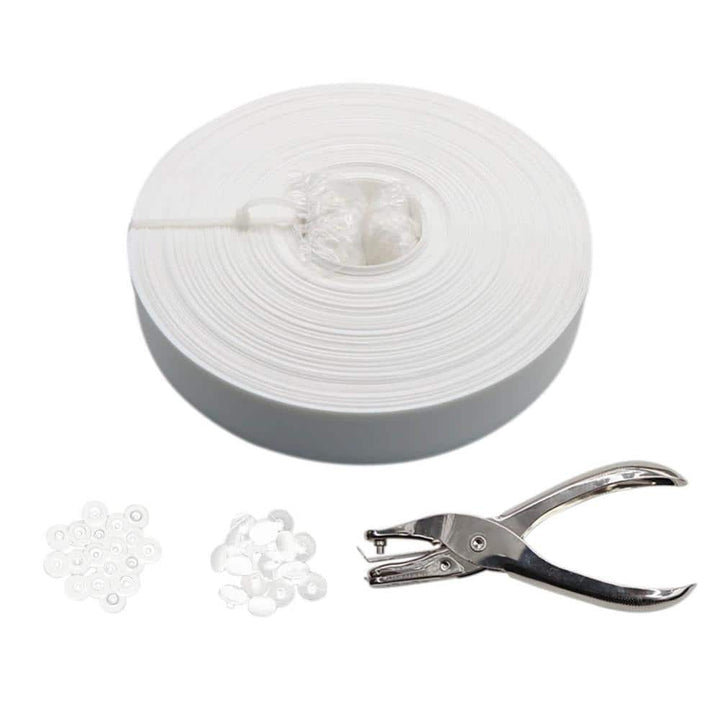 Angel Sar White 246 ft. x 0.15 ft. Polyvinyl Chloride PVC Chain Link Fence Slat, Privacy Tape (200-Piece Button Puncher Included)