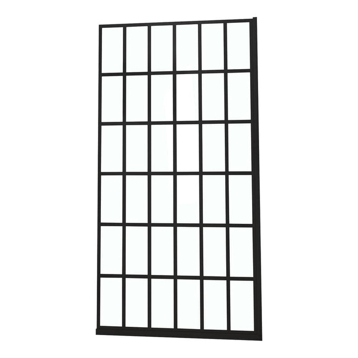 ANGELES HOME 38 in. W x 72 in. H Frameless Fixed Single Panel Shower Door in Matte Black Finish with 5/16 in. (8mm) Clear Glass