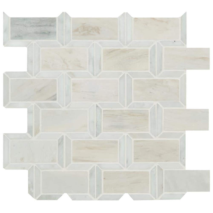 MSI Angora Framework 12 in. x 12 in. x 10mm Polished Marble Mesh-Mounted Mosaic Tile (10 sq. ft./Case)