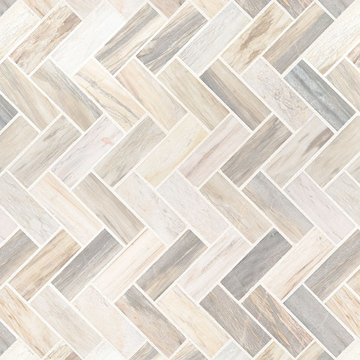 MSI Angora Herringbone 12 in. x 12 in. x 10mm Polished Marble Mesh-Mounted Mosaic Tile (10 sq. ft. / case)