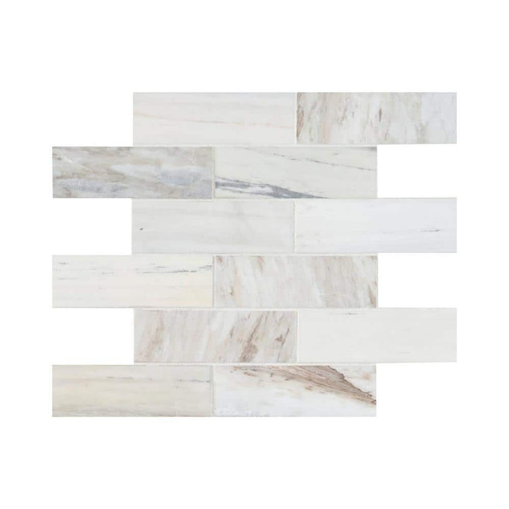 MSI Angora Subway 11.81 in. x 11.81 in. x 10mm Polished Marble Mesh-Mounted Mosaic Tile (9.7 sq. ft. / case)