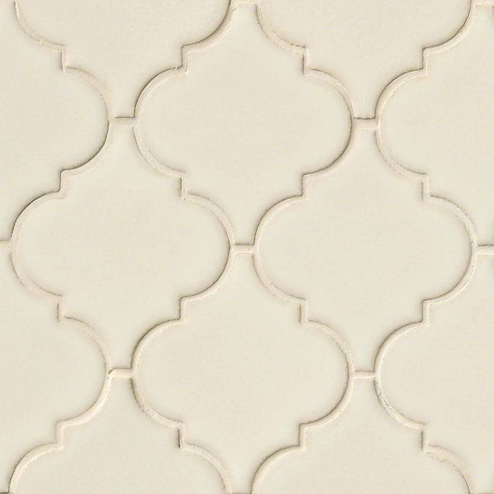 MSI Antique White Arabesque 10-1/2 in. x 15-1/2 in. x 8 mm Glossy Ceramic Mesh-Mounted Mosaic Wall Tile (11.7 sq. ft. / case)