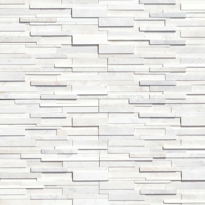 MSI Arctic White 3D Ledger Panel 6 in. x 24 in. Honed Marble Wall Tile (10 Cases / 60 sq. ft. Pallet)
