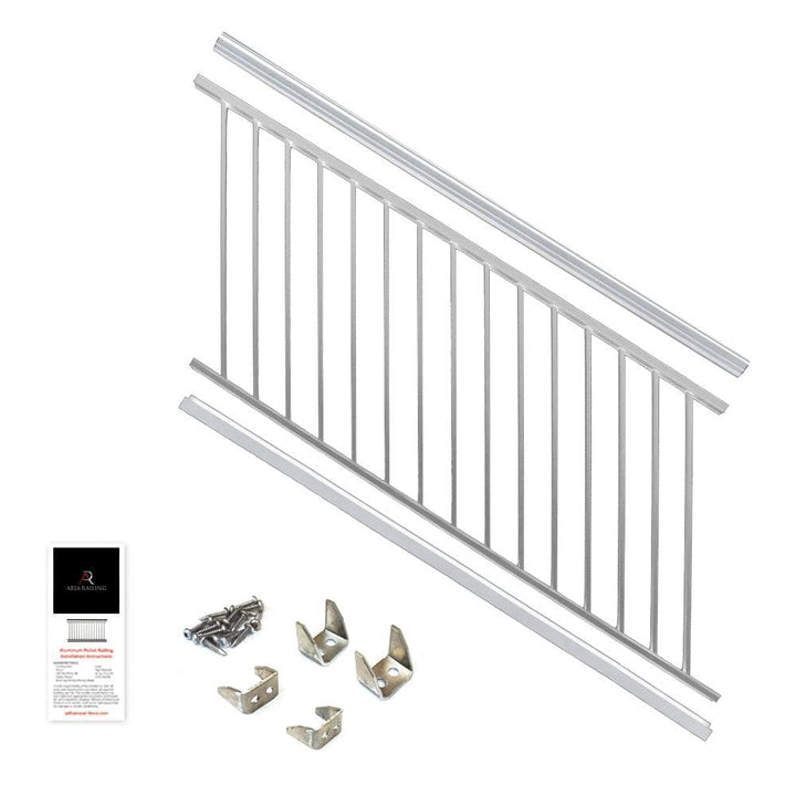 Aria Railing 42 in. x 69.43 in. White Powder Coated Aluminum Preassembled Deck Stair Railing
