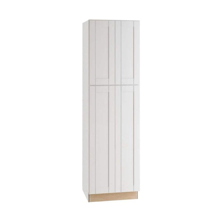 Home Decorators Collection Washington Vesper White Plywood Shaker Assembled Utility Pantry Kitchen Cabinet Soft Close 24 in W x 24 in D x 84 in H