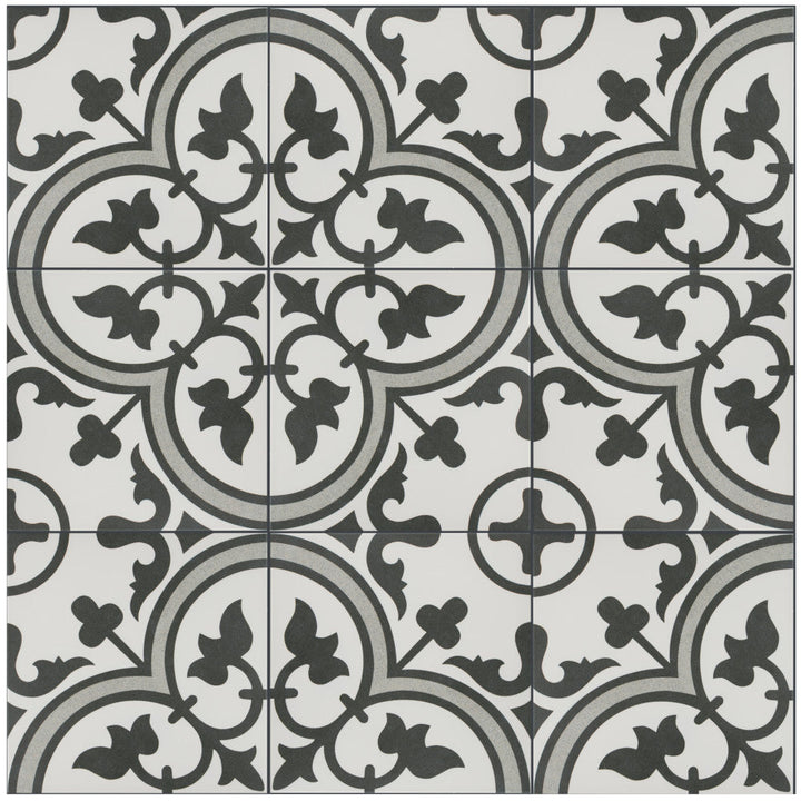 Merola Tile Arte Grey Encaustic 9-3/4 in. x 9-3/4 in. Porcelain Floor and Wall Tile (11.11 sq. ft. / case)