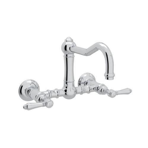 Rohl Italian Kitchen Acqui Polished Chrome 2-Handle Wall-Mount Bridge Handle Kitchen Faucet