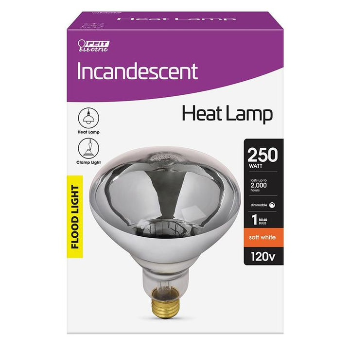 Feit Electric 250-Watt Clear BR40 Dimmable Incandescent 120-Volt Infrared Heat Lamp Light Bulb (1-Bulb)