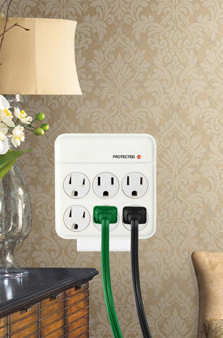 Hyper Tough 6-Outlet Surge Tap 1000-Joule Protection, White
