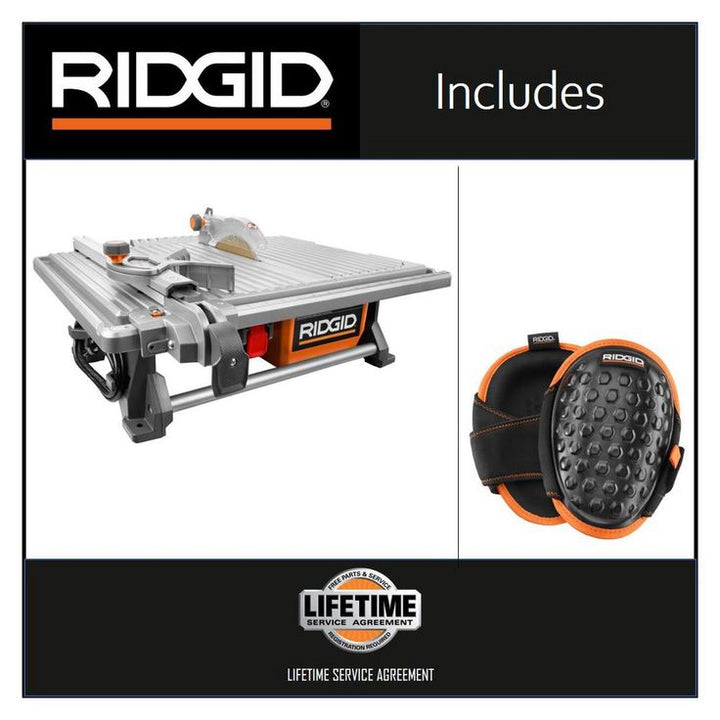 RIDGID 6.5 Amp Corded 7 in. Table Top Wet Tile Saw with Gel-Foam Knee Pads