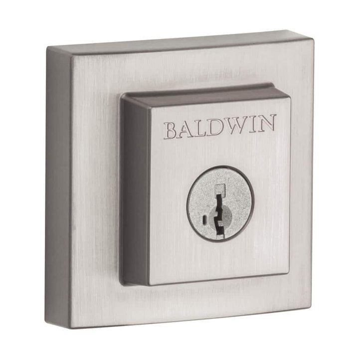Baldwin Prestige Spyglass Satin Nickel Square Single Cylinder Deadbolt with SmartKey Security
