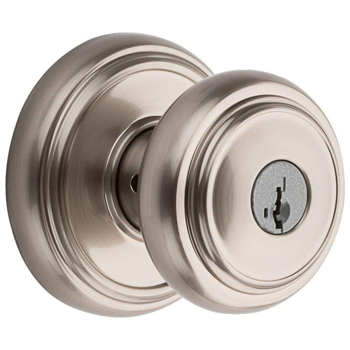 Baldwin Prestige Alcott Satin Nickel Entry Door Knob with SmartKey Security