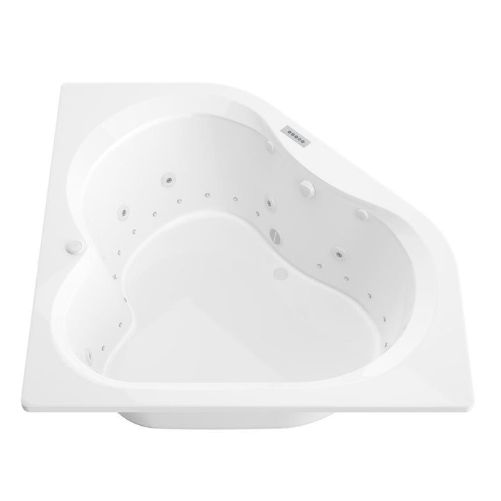 Beryl 5 ft. Acrylic Corner Drop-in Whirlpool Air Bathtub in White - Super Arbor