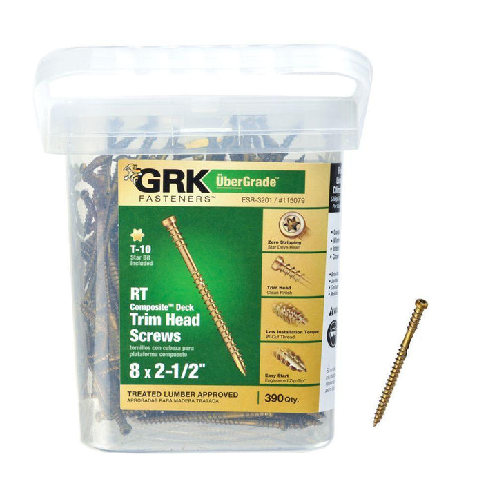 8 in. x 2-1/2 in. Star Drive Trim-Head RT Composite Screw (390 per Pack) - Super Arbor