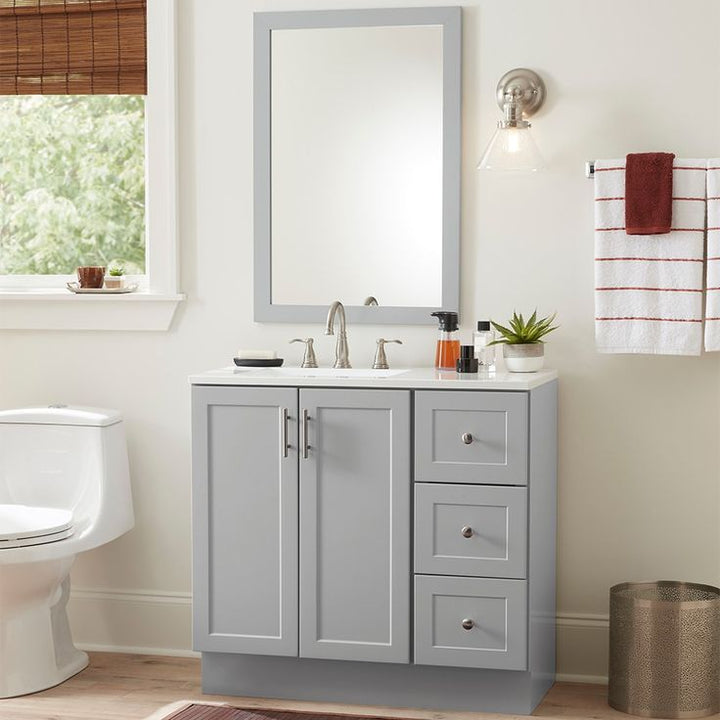 Style Selections Davies 36-in Gray Single Sink Bathroom Vanity with White Cultured Marble Top (Mirror Included)