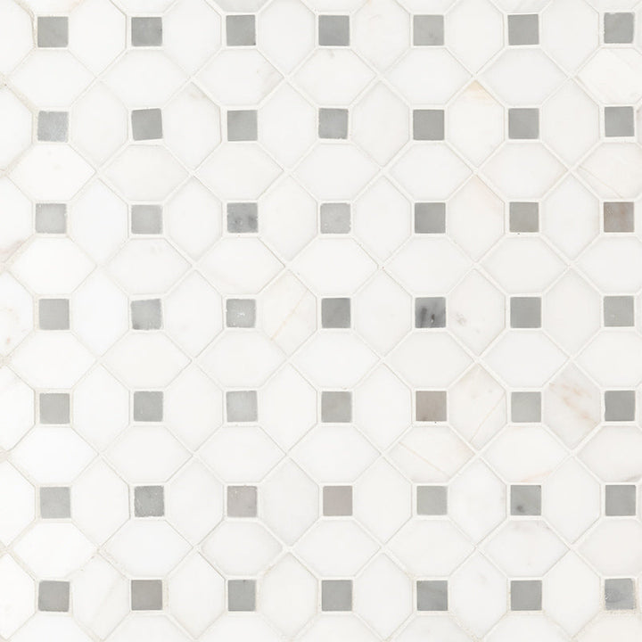 MSI Bianco Dolomite Dotty 12.31 in. x 12.36 in. x 10 mm Polished Marble Mesh-Mounted Mosaic Tile (10.6 sq. ft. per case)