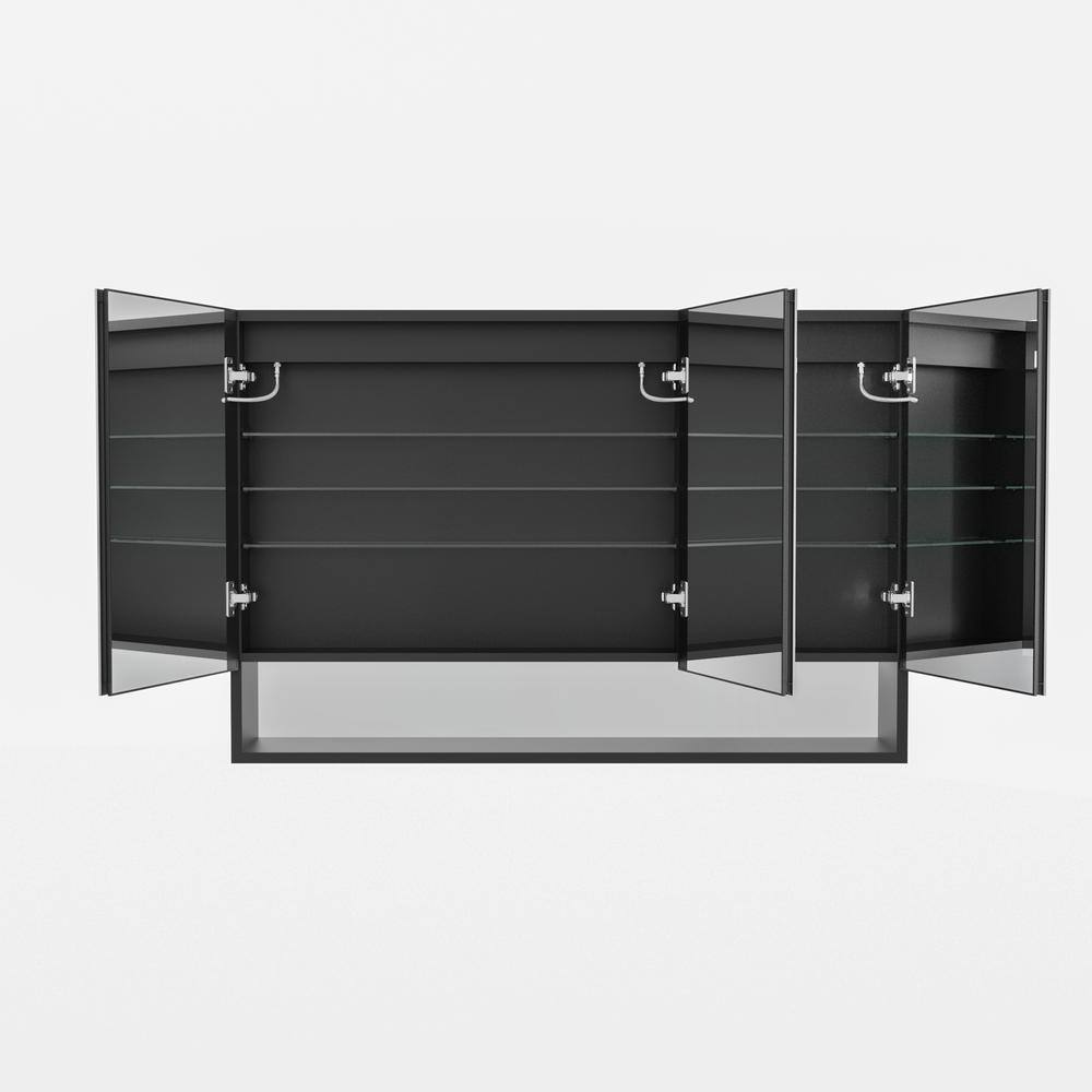 OLUMAT 48 in. W x 32 in. H Rectangular LED Anti-Fog Medicine Cabinet with Mirror, External Shelf