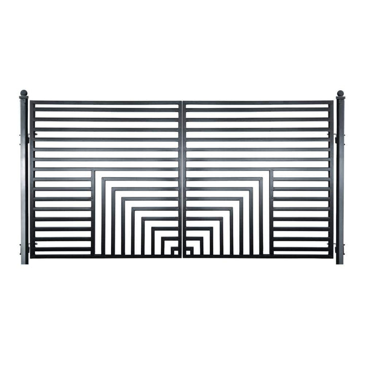 ALEKO 12 ft. x 6 ft. Florence Black Metal Steel Dual Swinging Driveway Fence Gate
