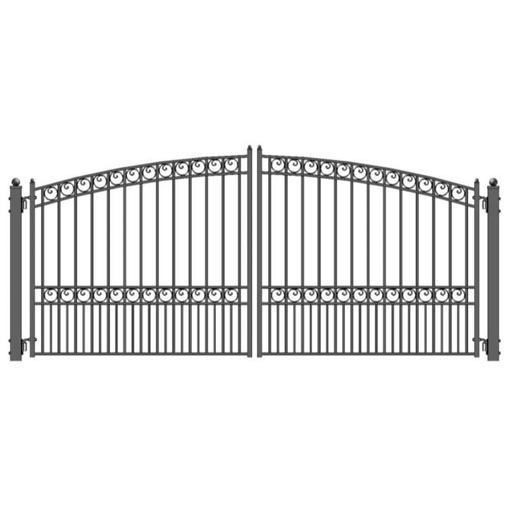 ALEKO Paris Style 12 ft. x 6 ft. Black Steel Dual Swing Driveway Fence Gate