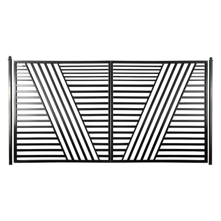 ALEKO 14 ft. x 6 ft. Sofia Black Metal Steel Dual Swinging Driveway Fence Gate