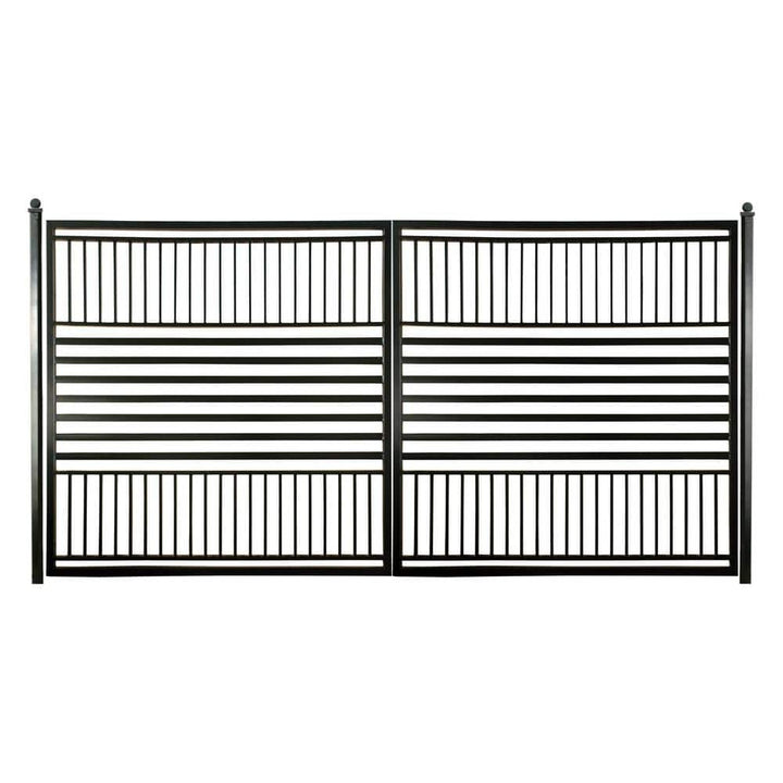 ALEKO 16 ft. x 6 ft. Barcelona Black Metal Steel Dual Swinging Driveway Fence Gate