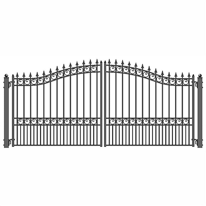 ALEKO London Style 16 ft. x 6 ft. Black Steel Dual Driveway Fence Gate