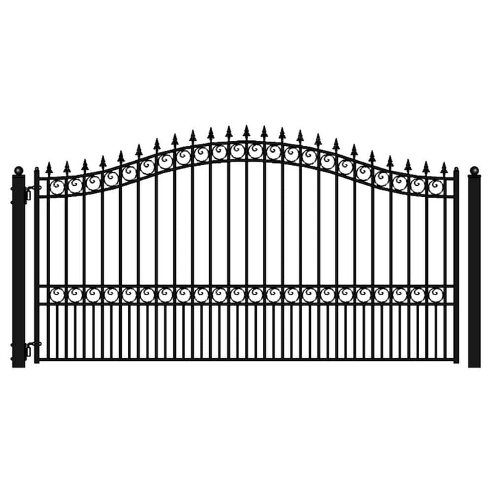 ALEKO London Style 16 ft. x 6 ft. Black Steel Single Swing Driveway Fence Gate