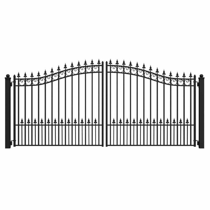 ALEKO Prague Style 16 ft. x 6 ft. Black Steel Dual Driveway Fence Gate