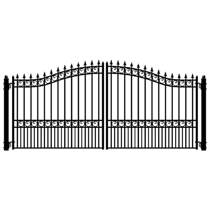 ALEKO London Style 18 ft. x 6 ft. Black Steel Dual Driveway Fence Gate