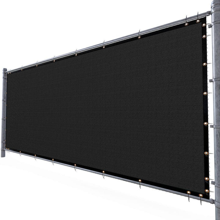 AMGO 6 ft. H x 25 ft. W Black Fence Outdoor Privacy Screen with Black Edge Bindings and Grommets